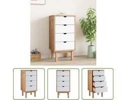 vidaXL Grenenhouten Meubel - Ladekast - Ladekast OTTA 45x39x90 cm massief grenenhout bruin en wit - Vintage Kast - Scandinavisch Design - Opslagkast
