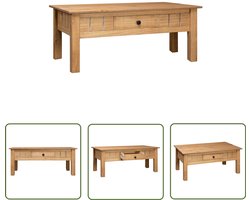 vidaXL Grenenhouten Salontafel - Salontafel - Salontafel Panama Range 100x60x43,5 cm massief grenenhout - Vintage Salontafel - Landelijke Salontafel - Salontafel Met Lade