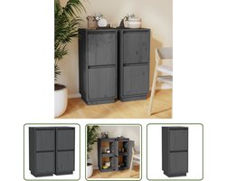 vidaXL Grenoble Hout - Dressoirs - Dressoirs 2 st 31,5x34x75 cm massief grenenhout grijs - Grijze Dressoirs - Salontafel - Tv Tafel