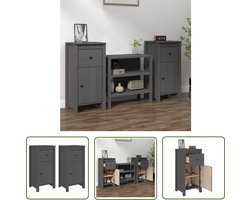 vidaXL Grenoble Hout - Dressoirs - Dressoirs 2 st 40x35x80 cm massief grenenhout grijs - Grijze Dressoirs - Salontafel - Opbergmeubilair