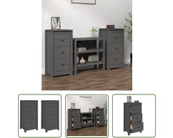 vidaXL Grenoble Hout - Dressoirs - Dressoirs 2 st 40x35x80 cm massief grenenhout grijs - Grijze Dressoirs - Salontafel - Tv Tafel