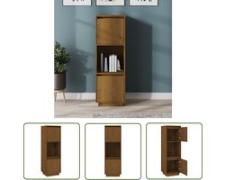 vidaXL Grenoble Hout - Hoge Kast - Hoge kast 38x35x117 cm massief grenenhout honingbruin - Bruine Kast - Vintage Kast - Opbergkast