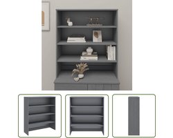 vidaXL Grenoble Hout - Opzetkast - Opzetkast HAMAR 90x30x100 cm massief grenenhout donkergrijs - Grijze Kast - Salontafel - Tv Meubel