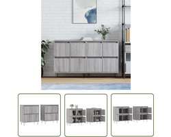 vidaXL Grijze Dressoirs - Dressoirs - Dressoirs 2 st bewerkt hout grijs sonoma eikenkleurig - Houten Dressoirs - Bewerkt Hout - Sonoma Eiken Kleur