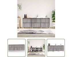 vidaXL Grijze Dressoirs - Dressoirs - Dressoirs 3 st 60x35x70 cm bewerkt hout grijs sonoma eikenkleur - Houten Dressoirs - Bewerkt Hout - Sonoma Eiken