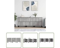 vidaXL Grijze Dressoirs - Dressoirs - Dressoirs 3 st bewerkt hout grijs sonoma eikenkleurig - Houten Dressoirs - Bewerkt Hout - Sonome Eiken