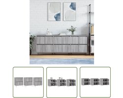 vidaXL Grijze Dressoirs - Dressoirs - Dressoirs 3 st bewerkt hout grijs sonoma eikenkleurig - Houten Dressoirs - Sonoma Eiken Dressoirs - Opbergkast