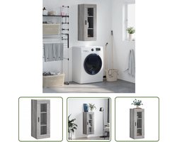 vidaXL Grijze Kast - Hangkast - Hangkast 34,5x34x90 cm grijs sonoma eikenkleurig - Houten Kast - Badkamerkast - Keukenkast