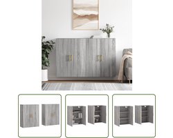 vidaXL Grijze Kast - Hangkasten - Hangkasten 2 st 69,5x34x90 cm grijs sonoma eikenkleurig - Houten Kast - Badkamerkast - Keukenkast