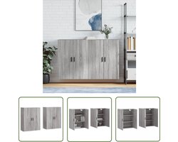 vidaXL Grijze Kast - Hangkasten - Hangkasten 2 st 69,5x34x90 cm grijs sonoma eikenkleurig - Houten Kast - Opslagkast - Wandkast