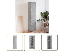 vidaXL Grijze Kast - Hoge Kast - Hoge kast 34,5x34x180 cm bewerkt hout betongrijs - Houten Kast - Opslagkast - Woonaccessoires