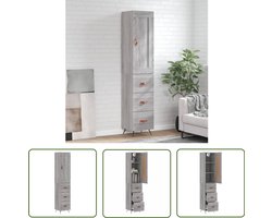 vidaXL Grijze Kast - Hoge Kast - Hoge kast 34,5x34x180 cm bewerkt hout grijs sonoma eikenkleurig - Houten Kast - Dressoir - Buffetkast