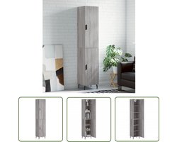 vidaXL Grijze Kast - Hoge Kast - Hoge kast 34,5x34x180 cm bewerkt hout grijs sonoma eikenkleurig - Houten Kast - Opbergkast - Salontafel