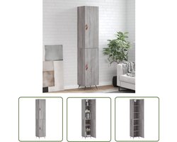 vidaXL Grijze Kast - Hoge Kast - Hoge kast 34,5x34x180 cm bewerkt hout grijs sonoma eikenkleurig - Houten Kast - Opbergkast - Salontafel