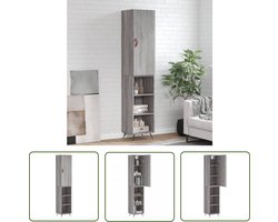 vidaXL Grijze Kast - Hoge Kast - Hoge kast 34,5x34x180 cm bewerkt hout grijs sonoma eikenkleurig - Houten Kast - Opslagkast - Woonkamer Kast