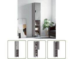 vidaXL Grijze Kast - Hoge Kast - Hoge kast 34,5x34x180 cm bewerkt hout grijs sonoma eikenkleurig - Houten Kast - Opslagkast - Woonkamermeubilair