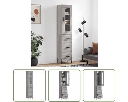vidaXL Grijze Kast - Hoge Kast - Hoge kast 34,5x34x180 cm bewerkt hout grijs sonoma eikenkleurig - Houten Kast - Opslagoplossing - Livingroom Decoratie