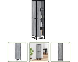 vidaXL Grijze Kast - Hoge Kast - Hoge kast 35,5x35x139 cm bewerkt hout en metaal grijs sonoma - Houten Kast - Opslagoplossing - Woonaccessoires