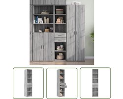 vidaXL Grijze Kast - Hoge Kast - Hoge kast 40x42,5x185 cm bewerkt hout grijs sonoma eikenkleur - Houten Kast - Sonoma Eiken - Opbergkast