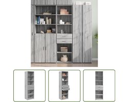 vidaXL Grijze Kast - Hoge Kast - Hoge kast 50x42,5x185 cm bewerkt hout grijs sonoma eikenkleurig - Houten Kast - Opslagkast - Woonkamer Kast
