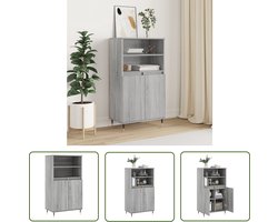 vidaXL Grijze Kast - Hoge Kast - Hoge kast 60x36x110 cm bewerkt hout grijs sonoma eikenkleurig - Houten Kast - Opslagkast - Woonkamermeubilair