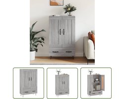 vidaXL Grijze Kast - Hoge Kast - Hoge kast 69,5x31x115 cm bewerkt hout grijs sonoma eikenkleurig - Houten Kast - Sonoma Eiken Kleur - Opbergkast