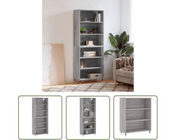 vidaXL Grijze Kast - Hoge Kast - Hoge kast 69,5x32,5x180 cm bewerkt hout grijs sonoma eikenkleur - Houten Kast - Werkbank - Opslagkast