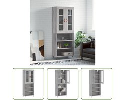 vidaXL Grijze Kast - Hoge Kast - Hoge kast 69,5x34x180 cm bewerkt hout grijs sonoma eikenkleurig - Houten Kast - Dressoir - Opslagkast