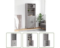 vidaXL Grijze Kast - Hoge Kast - Hoge kast 69,5x34x180 cm bewerkt hout grijs sonoma eikenkleurig - Houten Kast - Opslagkast - Kledingkast