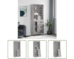 vidaXL Grijze Kast - Hoge Kast - Hoge kast 69,5x34x180 cm bewerkt hout grijs sonoma eikenkleurig - Houten Kast - Opslagkast - Woonkamerkast
