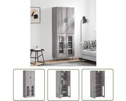 vidaXL Grijze Kast - Hoge Kast - Hoge kast 69,5x34x180 cm bewerkt hout grijs sonoma eikenkleurig - Houten Kast - Opslagoplossing - Livingroom Furniture