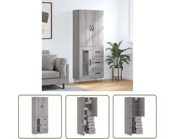 vidaXL Grijze Kast - Hoge Kast - Hoge kast 69,5x34x180 cm bewerkt hout grijs sonoma eikenkleurig - Houten Kast - Werkbank - Opslagkast