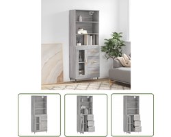 vidaXL Grijze Kast - Hoge Kast - Hoge kast 69,5x34x180 cm bewerkt hout grijs sonoma eikenkleurig - Houten Kast - Woon Kamer Kast - Opslag Kast