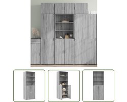 vidaXL Grijze Kast - Hoge Kast - Hoge kast 70x42,5x185 cm bewerkt hout grijs sonoma eikenkleurig - Houten Kast - Werktuigd Hout - Eiken Kleurige Kast