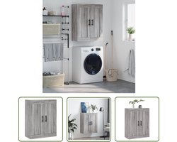 vidaXL Grijze Kast - Wandkast - Wandkast 69,5x34x90 cm bewerkt hout grijs sonoma eikenkleurig - Houten Kast - Sonoma Eiken - Opbergkast