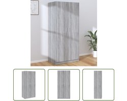 vidaXL Grijze Kledingkast - Kledingkast - Kledingkast 80x52x180 cm bewerkt hout grijs sonoma eikenkleurig - Hout Kledingkast - Opslagkast - Garderobe