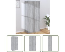 vidaXL Grijze Kledingkast - Kledingkast - Kledingkast 90x52x200 cm bewerkt hout grijs sonoma eikenkleurig - Sonoma Eiken Kledingkast - Hout Kledingkast - Opbergkast