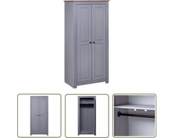 vidaXL Grijze Kledingkast - Kledingkast - Kledingkast Panama Range 80x50x171,5cm massief grenenhout grijs - Houten Kledingkast - Grenenhouten Kledingkast - Compacte Kledingkast