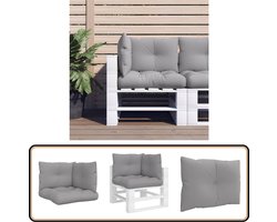 vidaXL Grijze Palletkussens Set van 3 Palletkussens - Tuinkussens - Lounge Kussens - Outdoor Kussens - Zitkussens
