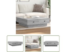vidaXL Grijze Salontafel - Salontafel - Salontafel 90x90x28 cm bewerkt hout grijs sonoma eikenkleurig - Houten Salontafel - Bewerkte Houten Salontafel - Salontafel 90x90cm