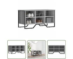 vidaXL Grijze Schoenenkast - Schoenenkast - Schoenenkast 90x38x45,5 cm bewerkt hout grijs sonoma eikenkleur - Houten Schoenenkast - Schoenenopbergers - Entree Meubel