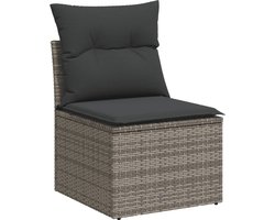 vidaXL Grijze Tuinstoel met Kussens en Opbergruimte Tuinstoel - Lounge Stoel - Buitensteunen - Relaxstoelen - Tuinset - Outdoor Furniture - Patio Set - Garden Chair