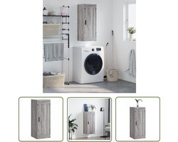 vidaXL Grijze Wandkast - Wandkast - Wandkast 34,5x34x90 cm bewerkt hout grijs sonoma eikenkleurig - Houten Wandkast - Badkamerkast - Salontafel
