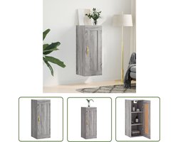 vidaXL Grijze Wandkast - Wandkast - Wandkast 34,5x34x90 cm bewerkt hout grijs sonoma eikenkleurig - Houten Wandkast - Sonoma Eiken - Opbergkast
