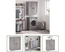 vidaXL Grijze Wandkast - Wandkast - Wandkast 69,5x34x90 cm bewerkt hout grijs sonoma eikenkleurig - Houten Wandkast - Sonoma Eiken Kast - Opbergkast
