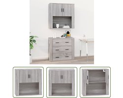 vidaXL Grijze Wandkast - Wandkast - Wandkast 80x33x80 cm bewerkt hout grijs sonoma eikenkleurig - Houten Wandkast - Sonoma Eiken - Opbergkast