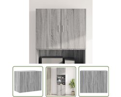 vidaXL Grijze Wandkast - Wandkast - Wandkast 80x42,5x64 cm bewerkt hout grijs sonoma eikenkleurig - Houten Wandkast - Sonoma Eiken - Opbergkast