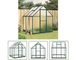 vidaXL Groene Tuinkas - Tuinkas - Tuinkas met basisframe 169x169x202 cm aluminium groen - Aluminium Tuinkas - Greenhouse - Plantenkwekerij