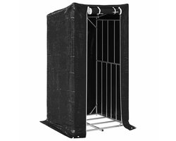 vidaXL - Haardhoutrek - met - regenhoes - 100x100x200 - cm - gegalvaniseerd - staal