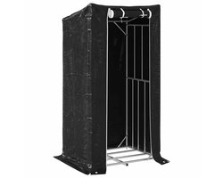 vidaXL - Haardhoutrek - met - regenhoes - 100x80x200 - cm - gegalvaniseerd - staal